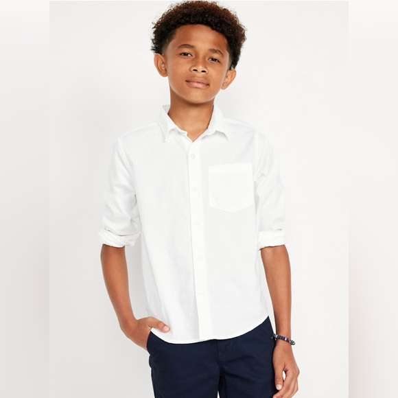 2 Old Navy Uniform White Oxford Stretch Shirt for Boys Size M (8) NWT - Picture 1 of 12